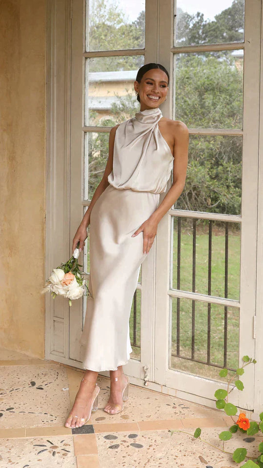 Dames Zwarte Lange Jurk Elegante Drapering - Belle-1