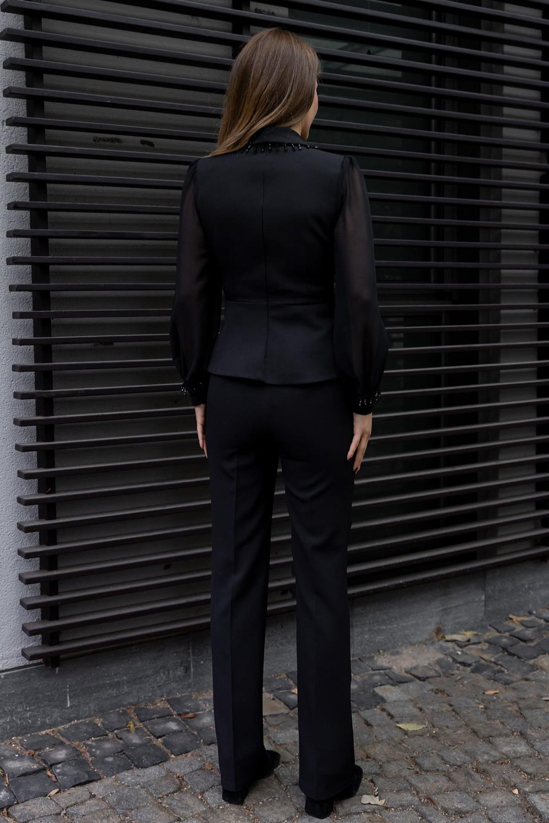 Dames Jumpsuit Zwart Met Pailletten Blazer-Stijl - Marie-3
