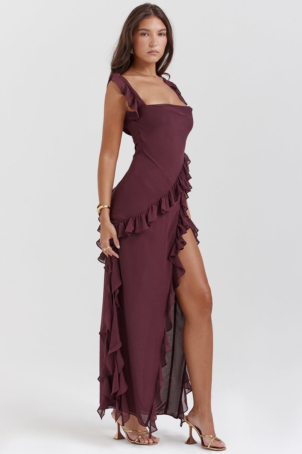 Dames Zomerjurk Elegante Ruches met Zijsplit - Adriana-2