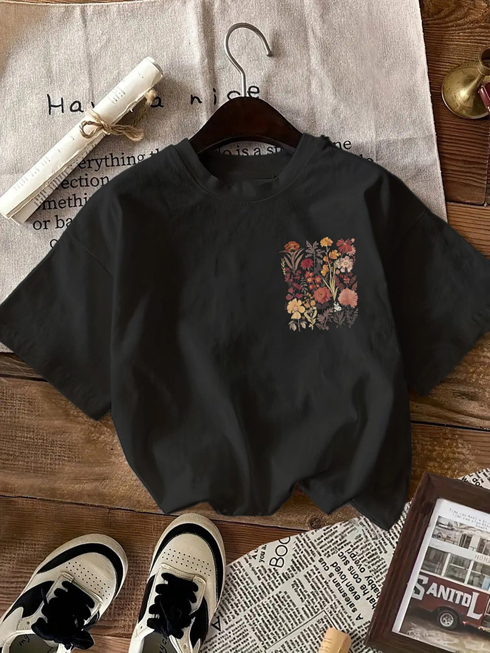 Dames T-Shirt Gebloemd Korte Mouwen Ronde Hals - Floral Charm-4