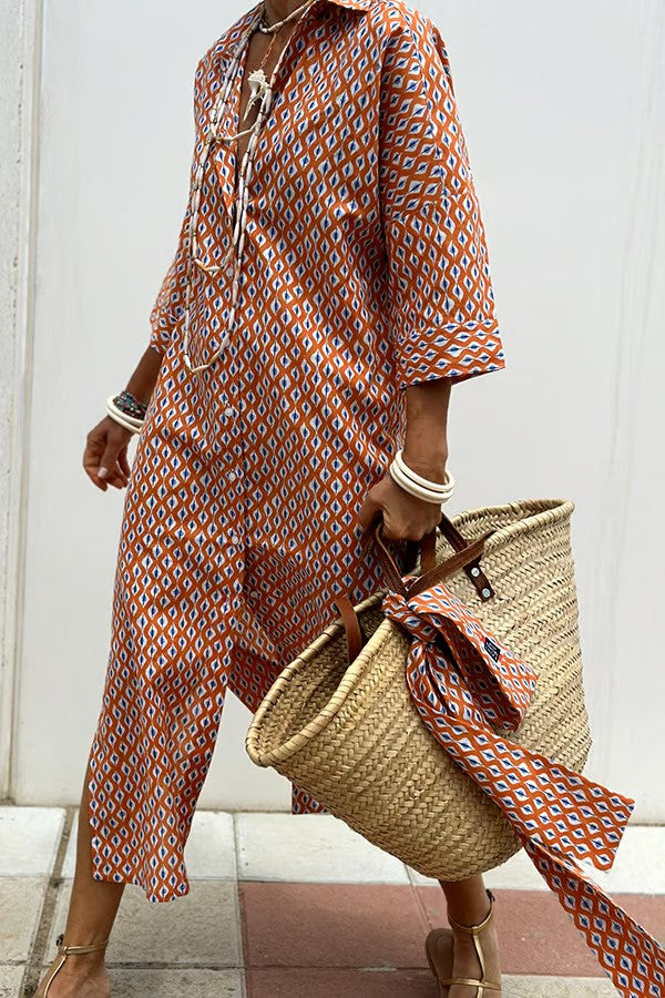 Variant image for Dames Maxi Jurk Ademend Linnen met Doorknoopsluiting - Vivienne-29