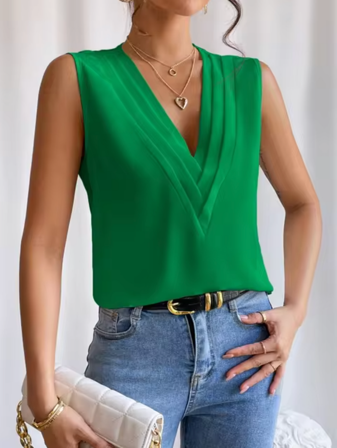 Variant image for Dames Mouwloze Top Elegante V-hals Ademend Design - Violetta-1