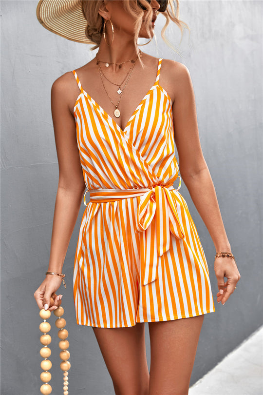 Dames Jumpsuit Mouwloos V-hals Streepdesign - Zomerstijl-3