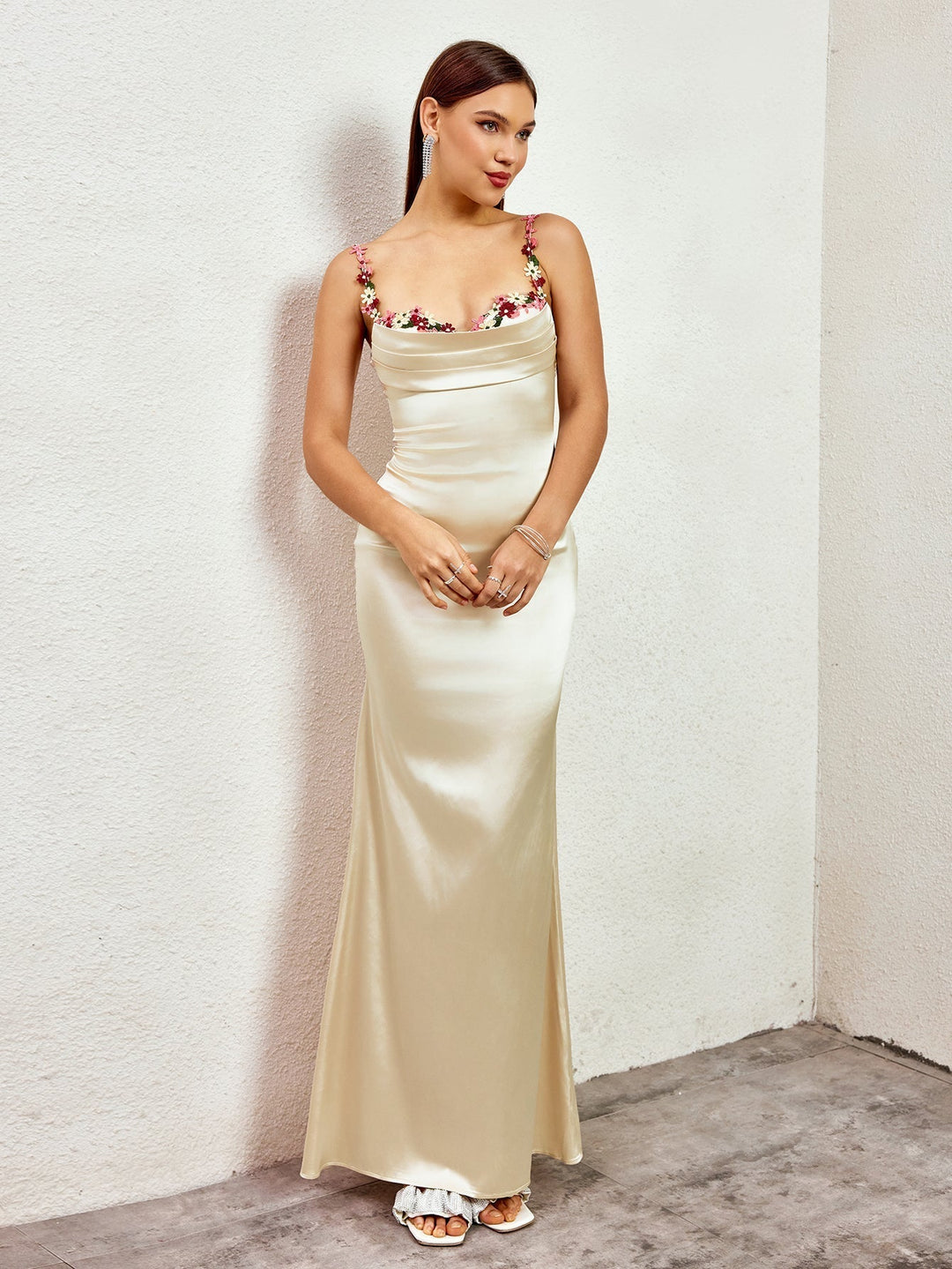 Dames Maxi Jurk Elegante Drapering met Romantische Bloemen - Amara Fleur-6
