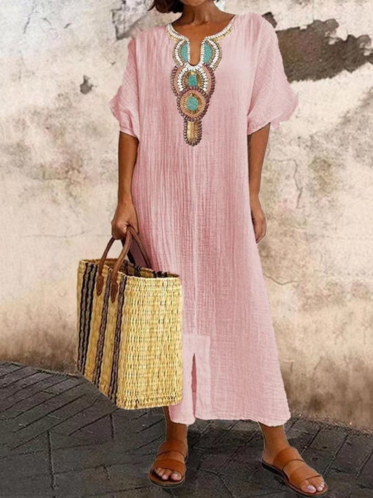 Variant image for Dames Maxi Jurk Elegante Geborduurde Bohemian Stijl - Vloeiende Kaftan-7