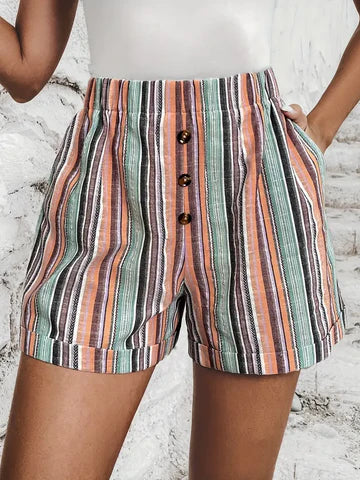Dames Korte Broek Elegante Contrasterende Strepen - Felice-4