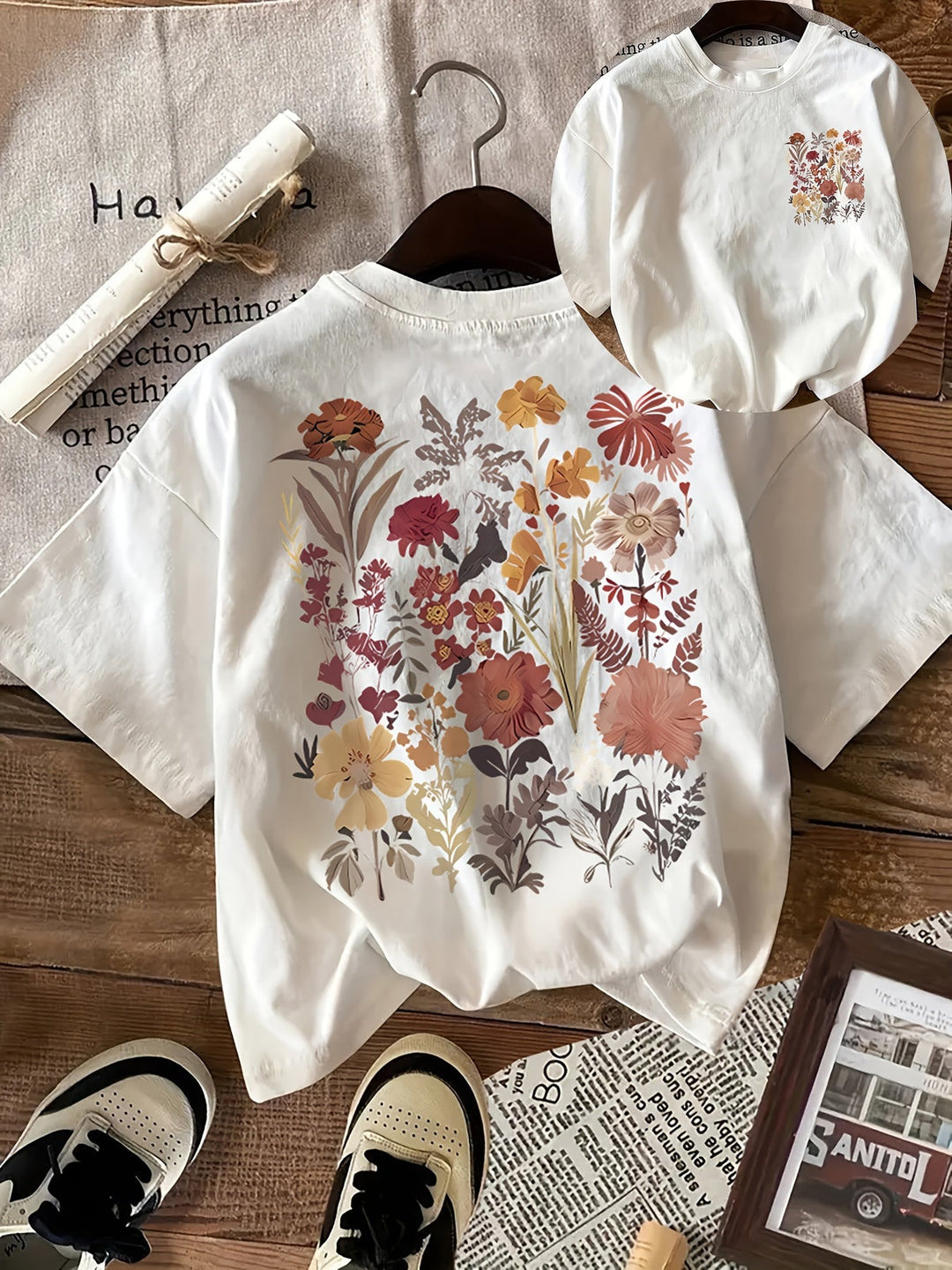 Variant image for Dames T-Shirt Gebloemd Korte Mouwen Ronde Hals - Floral Charm-1