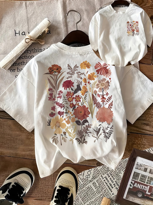 Variant image for Dames T-Shirt Gebloemd Korte Mouwen Ronde Hals - Floral Charm-1