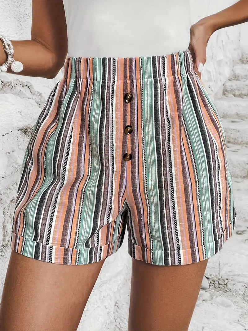 Variant image for Dames Korte Broek Hoge Taille met Contrasterende Strepen - Lisa-1