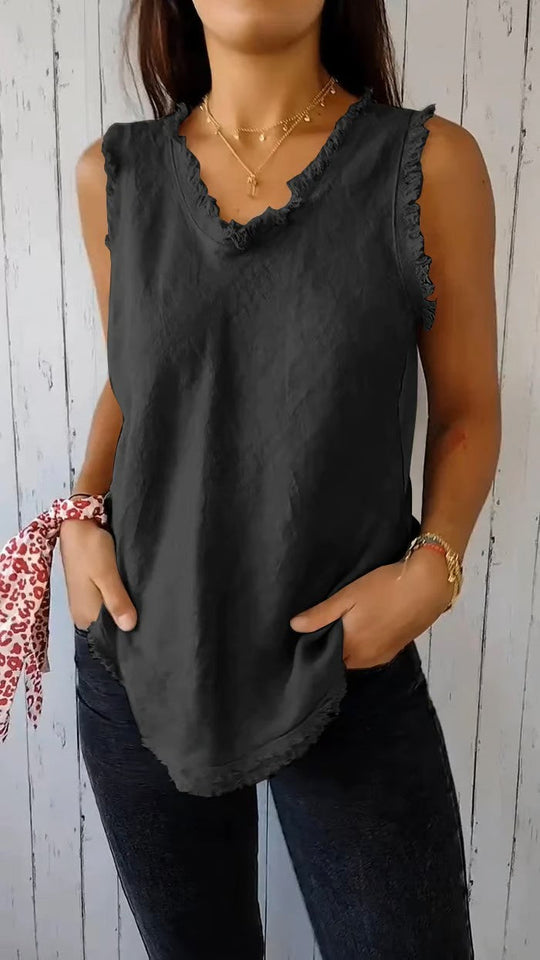Variant image for Dames Linnen Top V-Hals Ademend Design - Roxanne-50