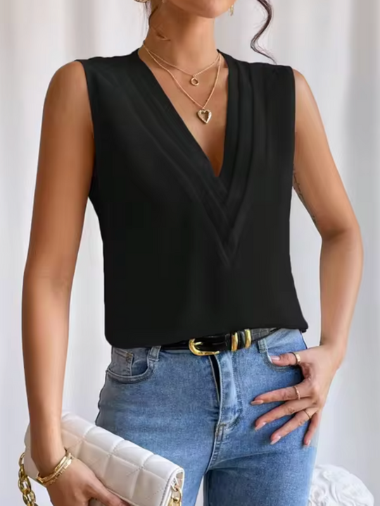 Variant image for Dames Mouwloze Top Elegante V-hals Ademend Design - Violetta-16