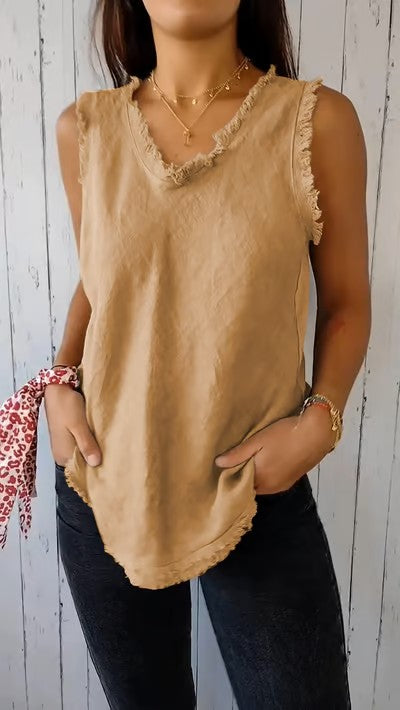 Variant image for Dames Linnen Top V-Hals Ademend Design - Roxanne-8