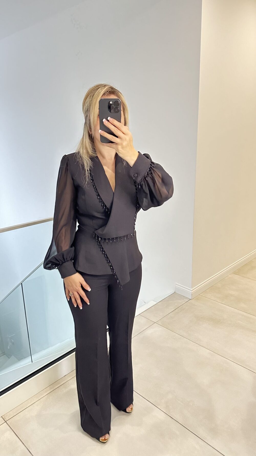 Dames Jumpsuit Zwart Met Pailletten Blazer-Stijl - Marie-5
