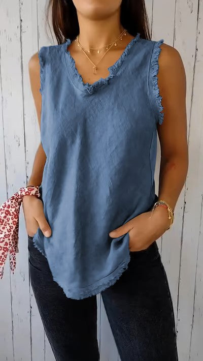 Variant image for Dames Linnen Top V-Hals Ademend Design - Roxanne-22