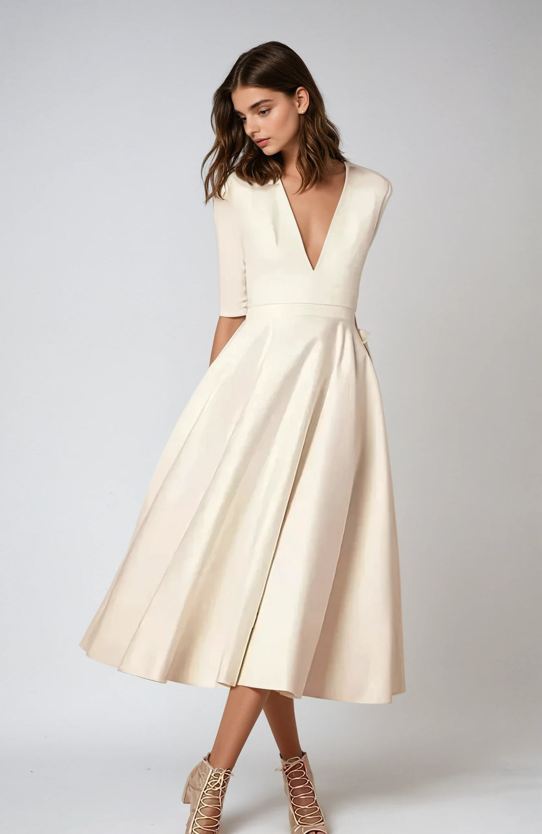 Dames A-lijn Midi-jurk Elegante en Tijdloze Stijl - Cecelia-1