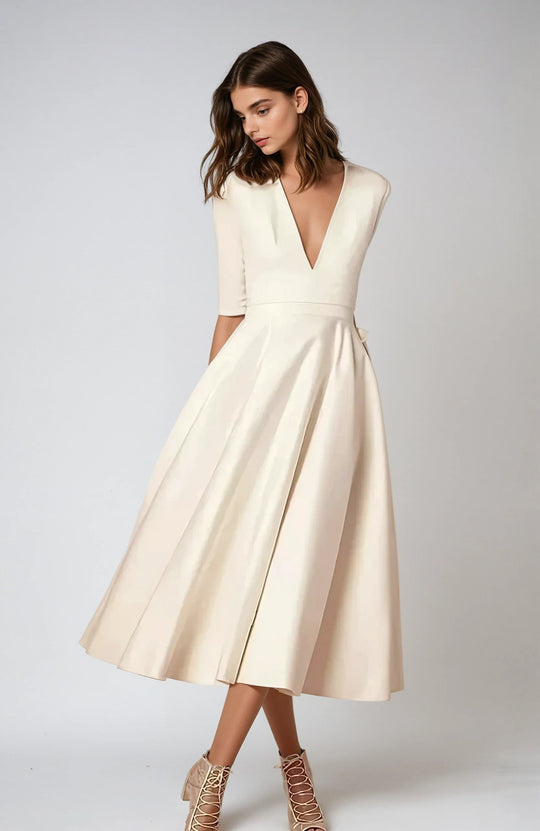Dames A-lijn Midi-jurk Elegante en Tijdloze Stijl - Cecelia-1