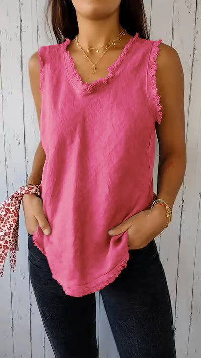 Variant image for Dames Linnen Top V-Hals Ademend Design - Roxanne-36