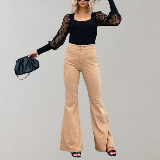 Matthie - Modieuze corduroy flare broek