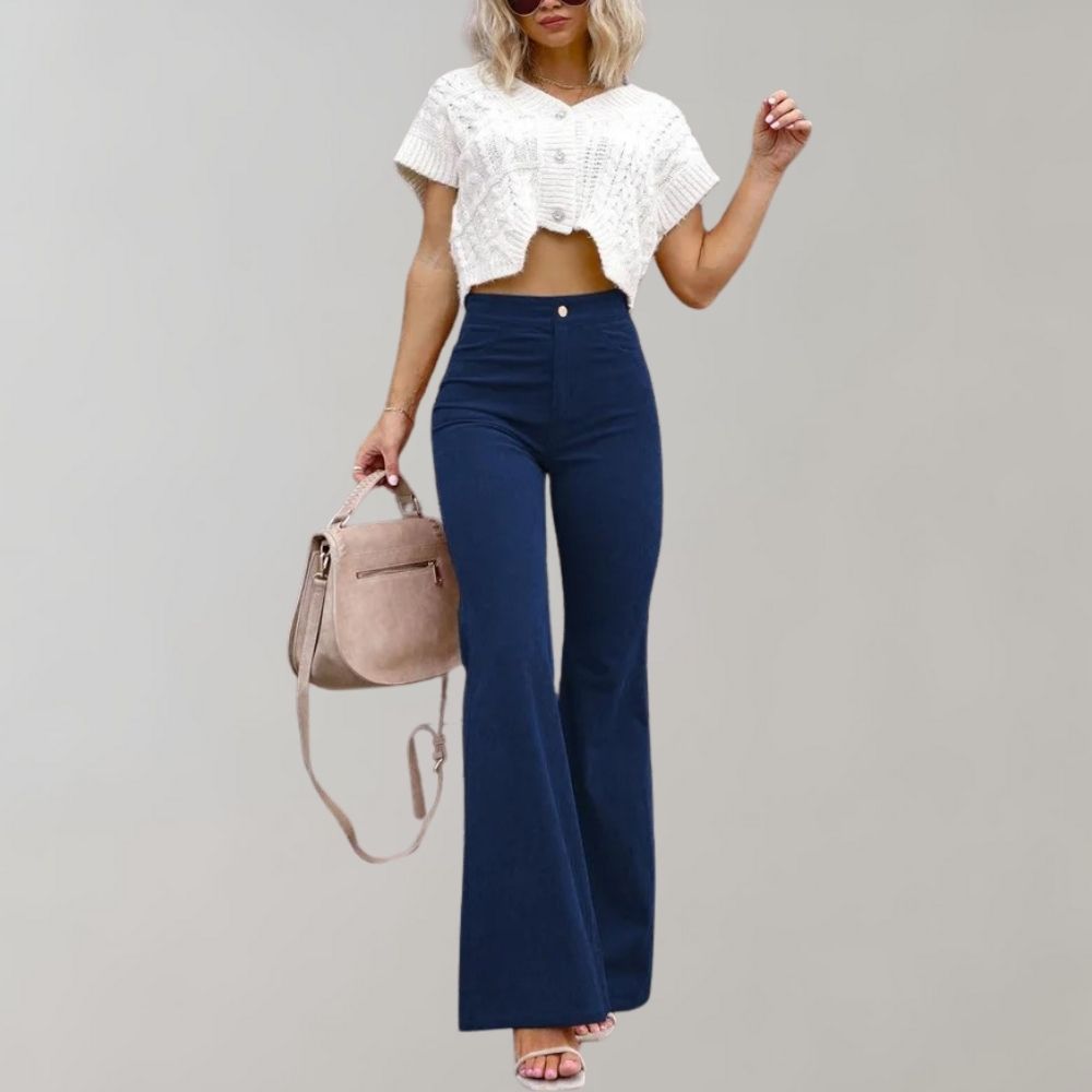 Matthie - Modieuze corduroy flare broek
