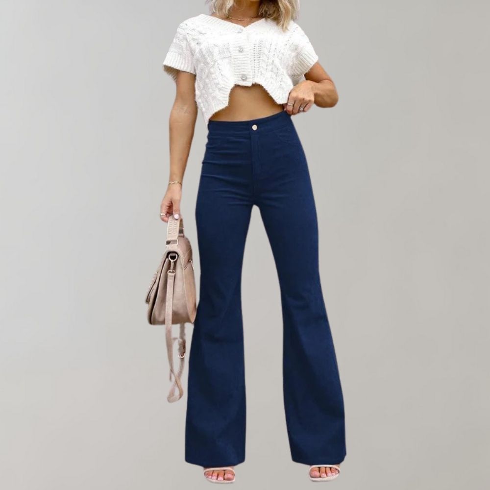 Matthie - Modieuze corduroy flare broek