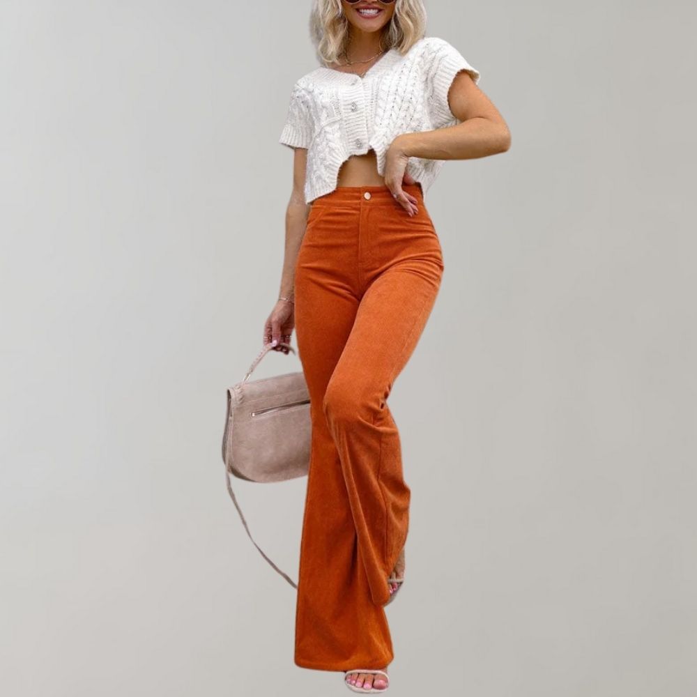 Matthie - Modieuze corduroy flare broek