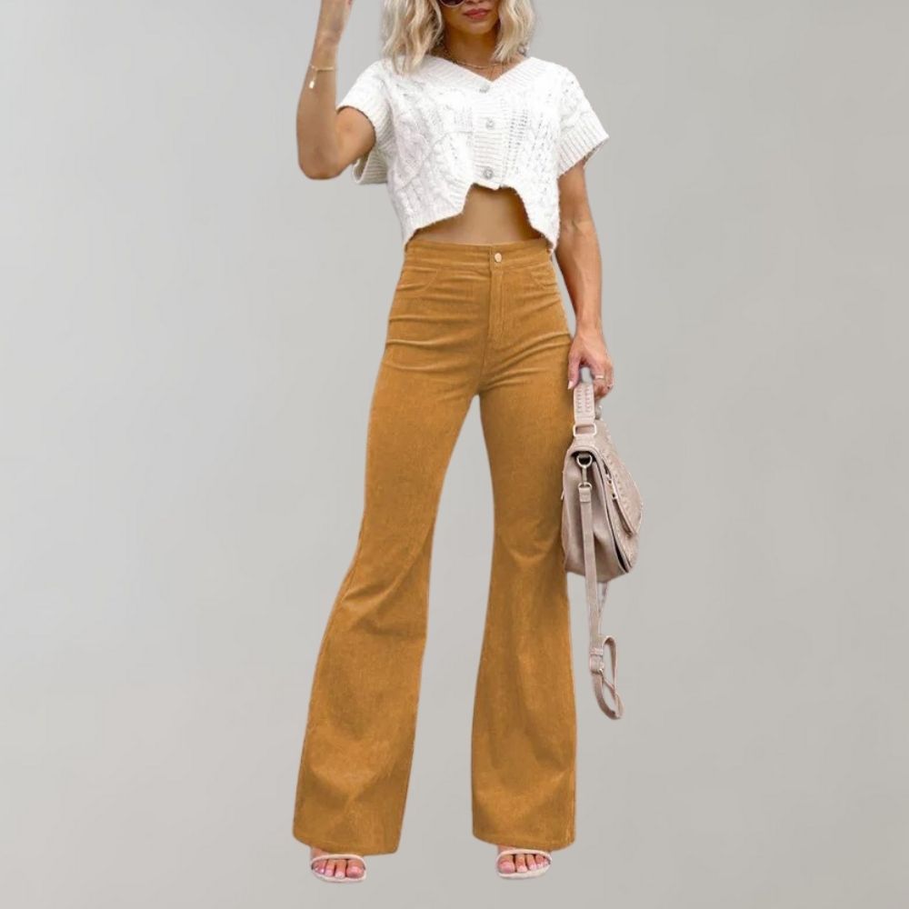 Matthie - Modieuze corduroy flare broek