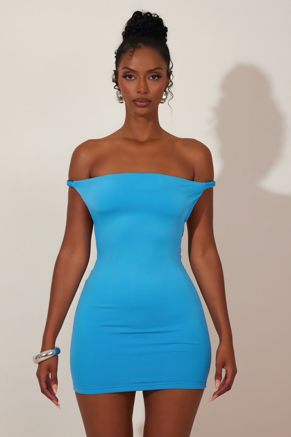 Dames Mini Jurk Off-Shoulder Bardot Design Met Unieke Details - Amancia-1