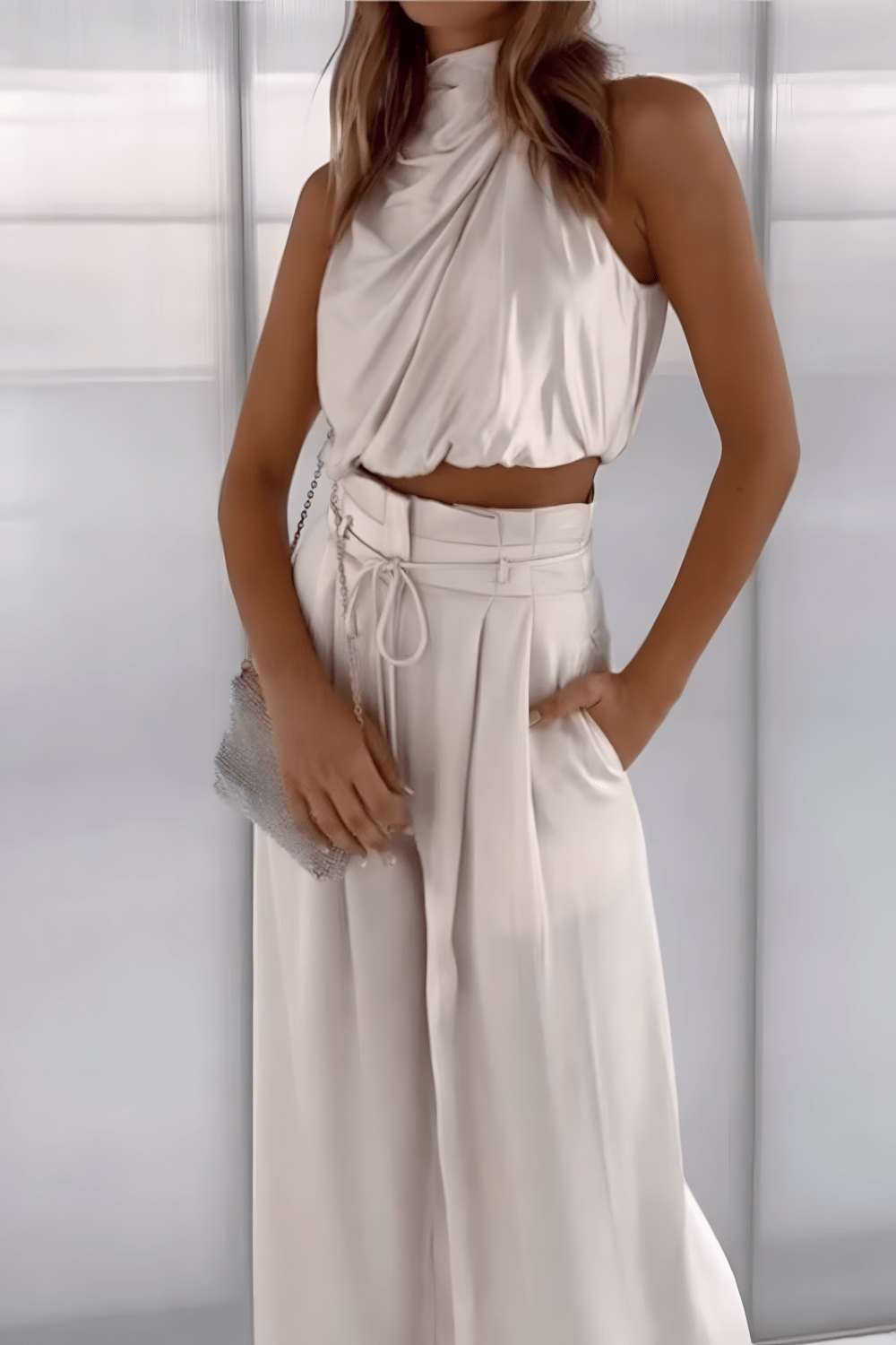 Dames Tweedelige Set Mouwloze Top en Wijdvallende Broek - Aurora-1