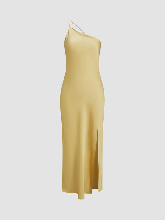 Dames Satin Maxi Jurk Met Open Rug Elegante Lange Zomerjurk - Florence-3