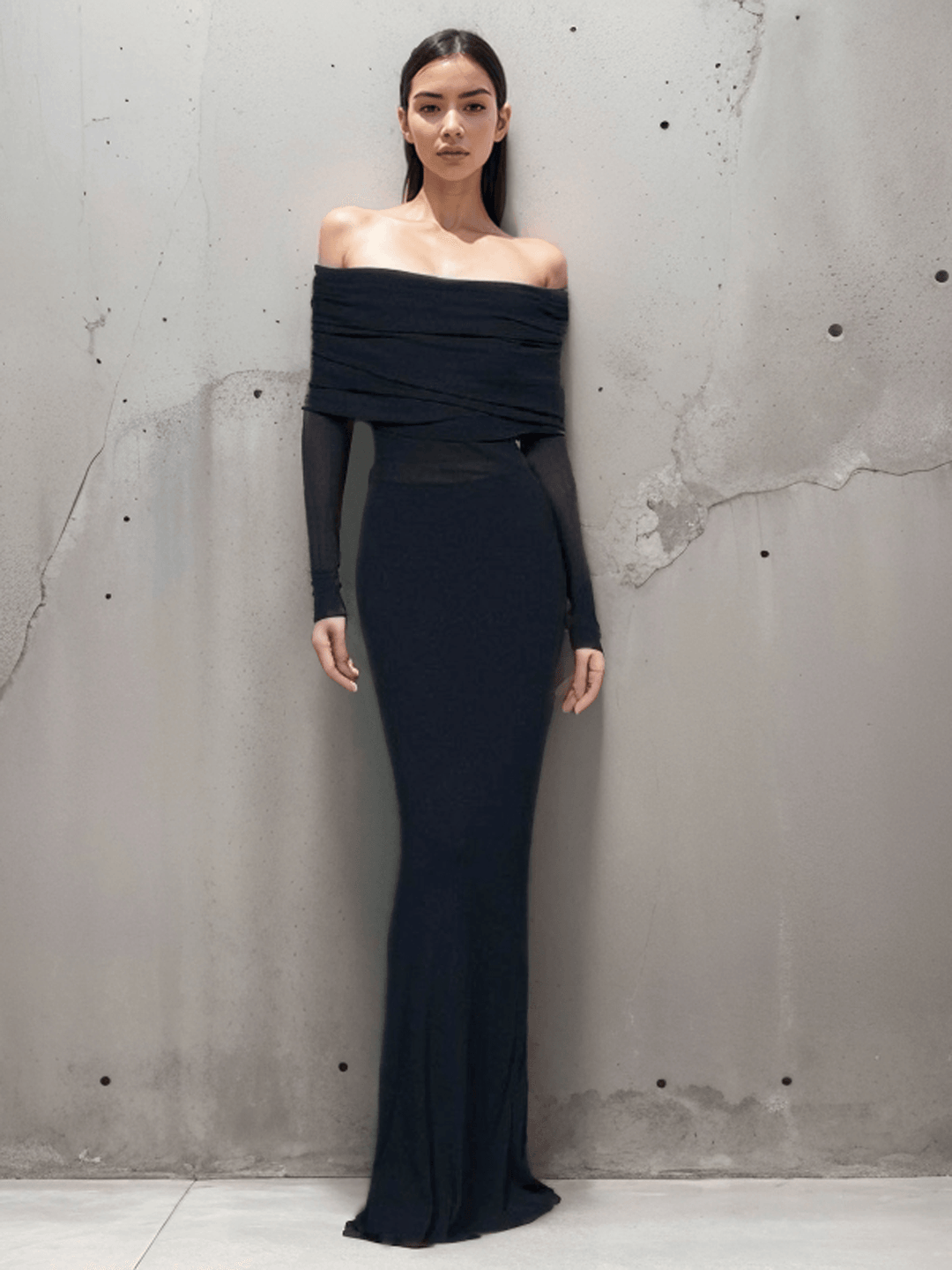 Dames Off-Shoulder Lange Jurk Elegante Pasvorm - Valentina-3