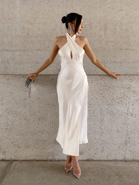 Dames Gala Jurk Slanke Halter Satijnen Ontwerp - Sophie-5