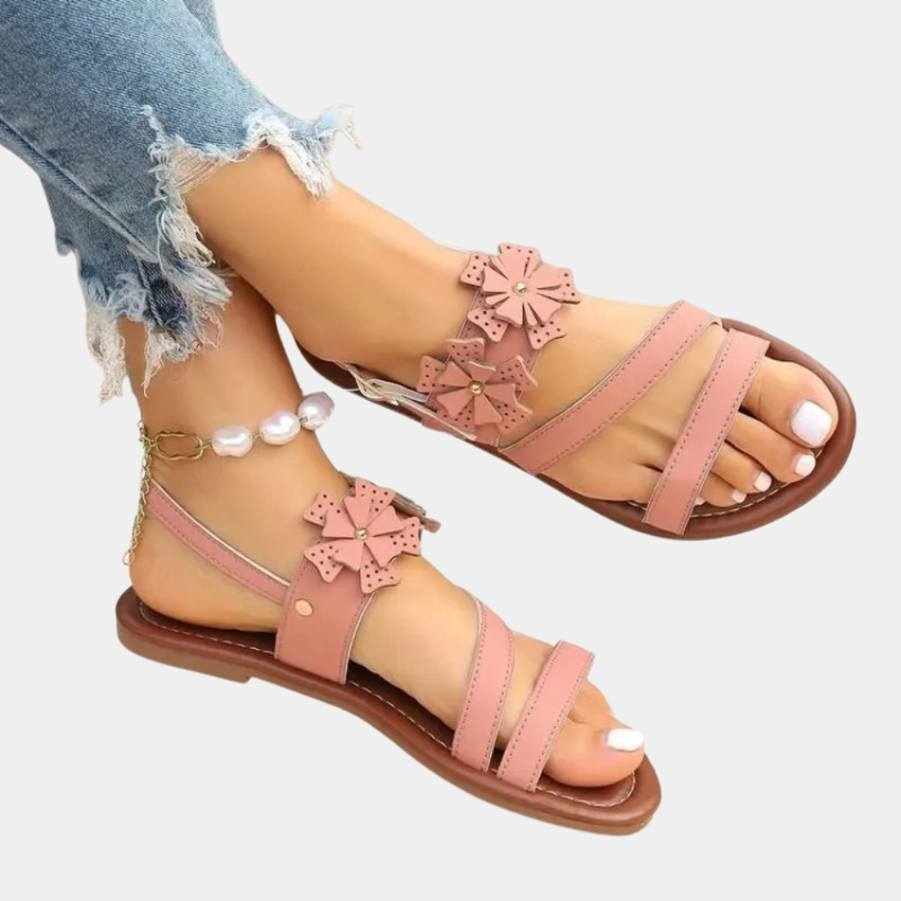 Dames Sandalen Comfortabele Platte Zool Met Trendy Romeinse Details - Enrica-2