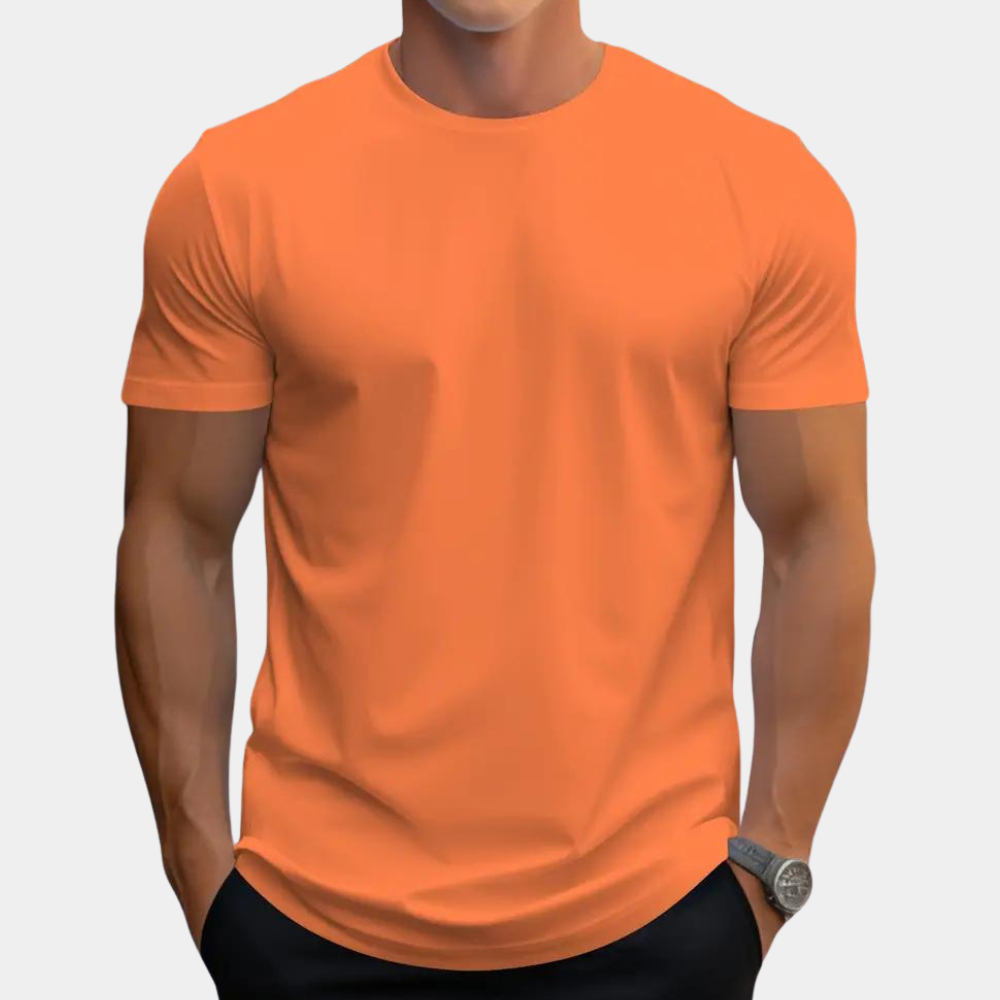 Heren T-Shirt Oranje Ronde Hals Comfortabel en Stijlvol - Lomman-1
