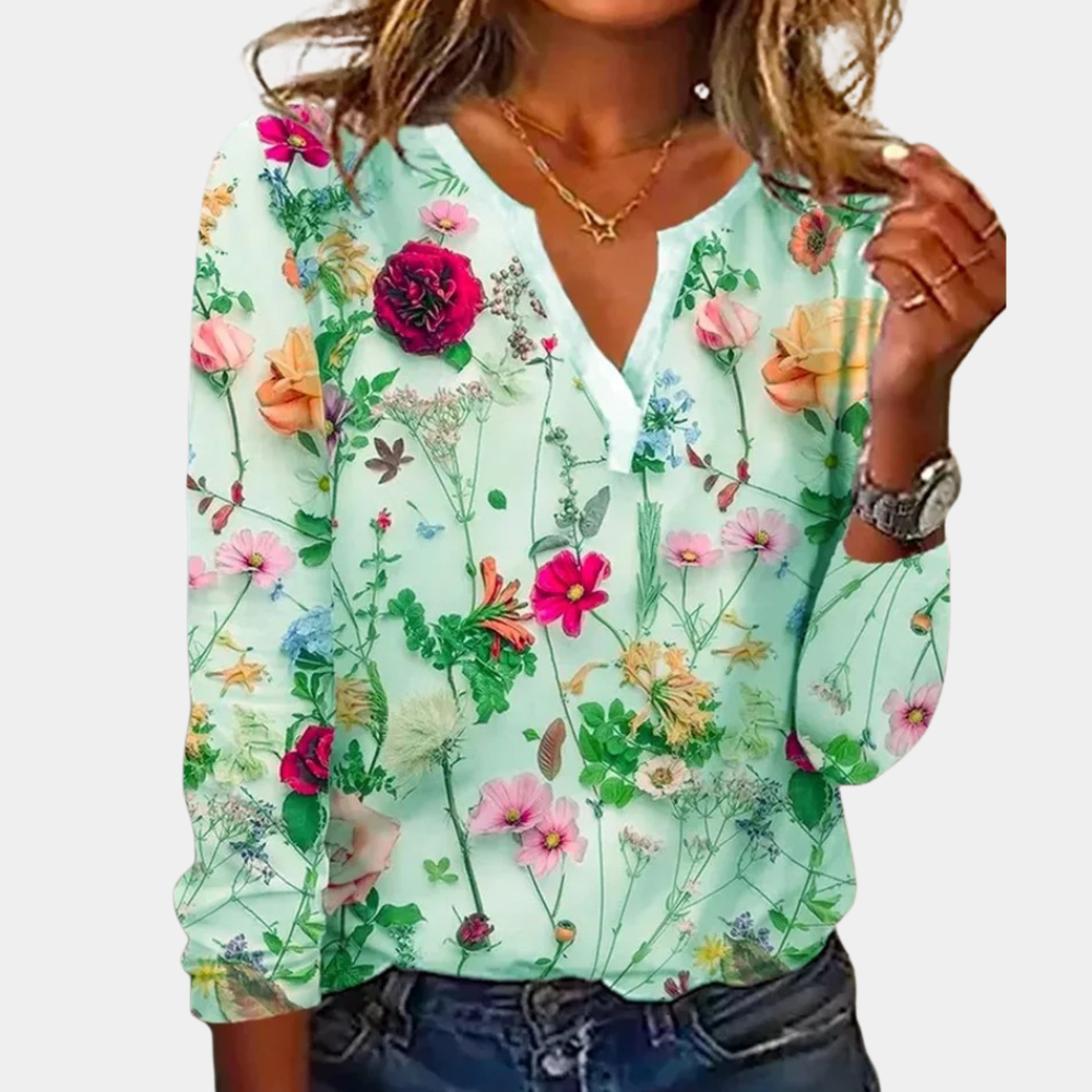 Kara - Casual Gebloemde Blouse voor Vrouwen met Ontspannen Pasvorm
