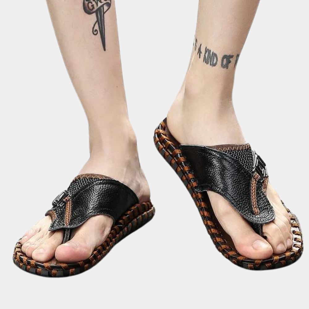 Heren Sandalen van Echt Rundleer met Massagevoetbed - Angelo-3