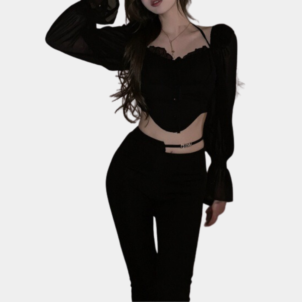 Dames Off-Shoulder Crop Top met Uitlopende Mouwen - Melisande-6