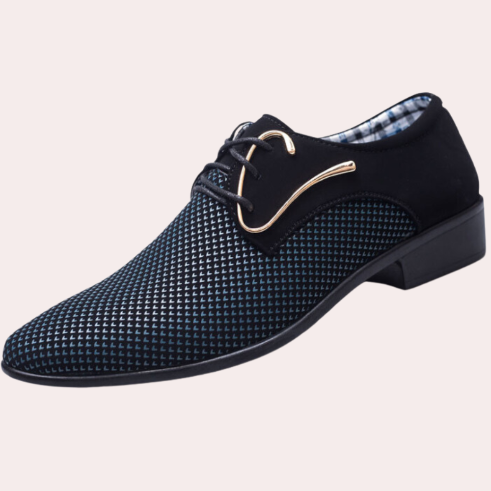 Heren Veterschoenen Modern Leer Design Met Uniek Meshpatroon - Stijlvol Comfort-3