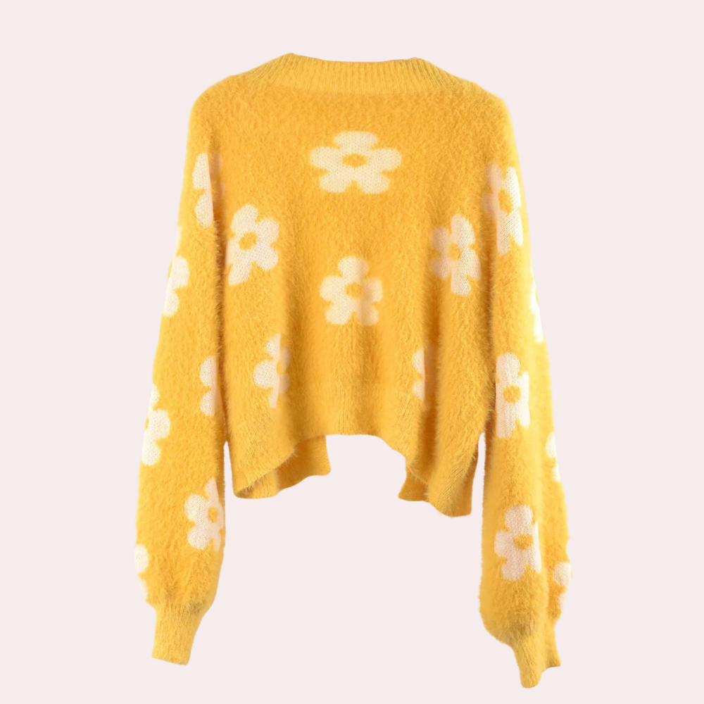 Gaspara - Charmante knusse trui met bloemen en fantasie mouwen