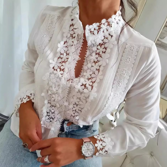 Marga - Elegante Zomerblouse met Romantisch Bloemenkant