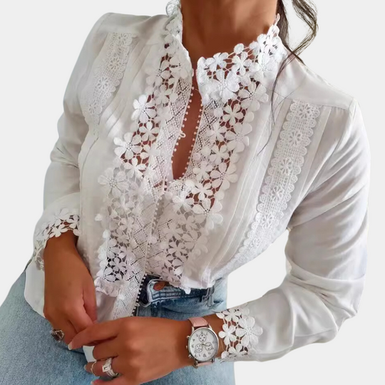 Marga - Elegante Zomerblouse met Romantisch Bloemenkant