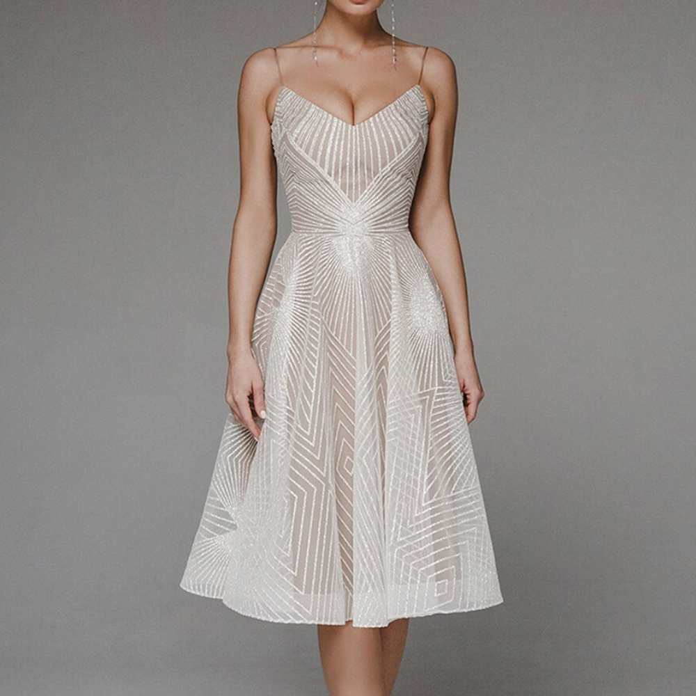 Dames Midi cocktailjurk met open rug - Blanca