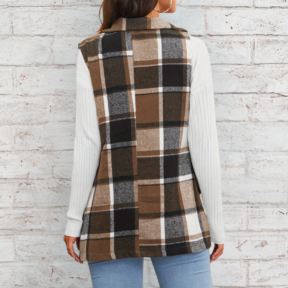 Klaudia - Trendy geruit damesvest voor een gezellige garderobe