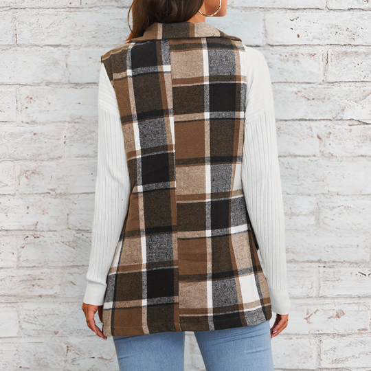 Klaudia - Trendy geruit damesvest voor een gezellige garderobe