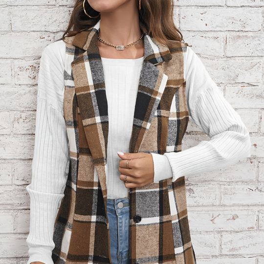 Klaudia - Trendy geruit damesvest voor een gezellige garderobe