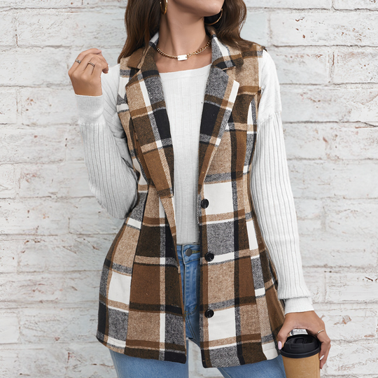 Klaudia - Trendy geruit damesvest voor een gezellige garderobe