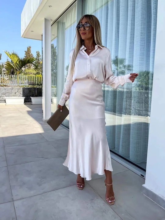 Variant image for Vrouwen Satijnen Co-ord Set Elegante Stijl - Janice-1