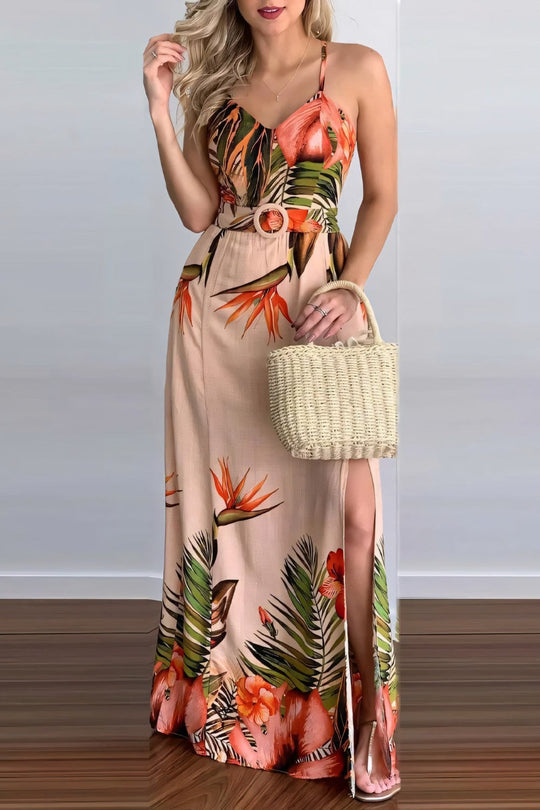Variant image for Dames Midi Jurk Mouwloos Elegant Oranje - Evianelle-1