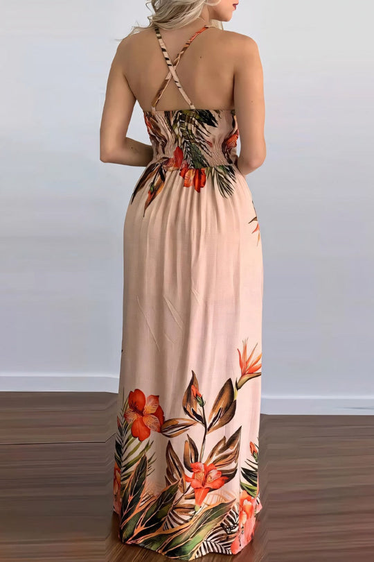 Dames Midi Jurk Mouwloos Elegant Oranje - Evianelle-2