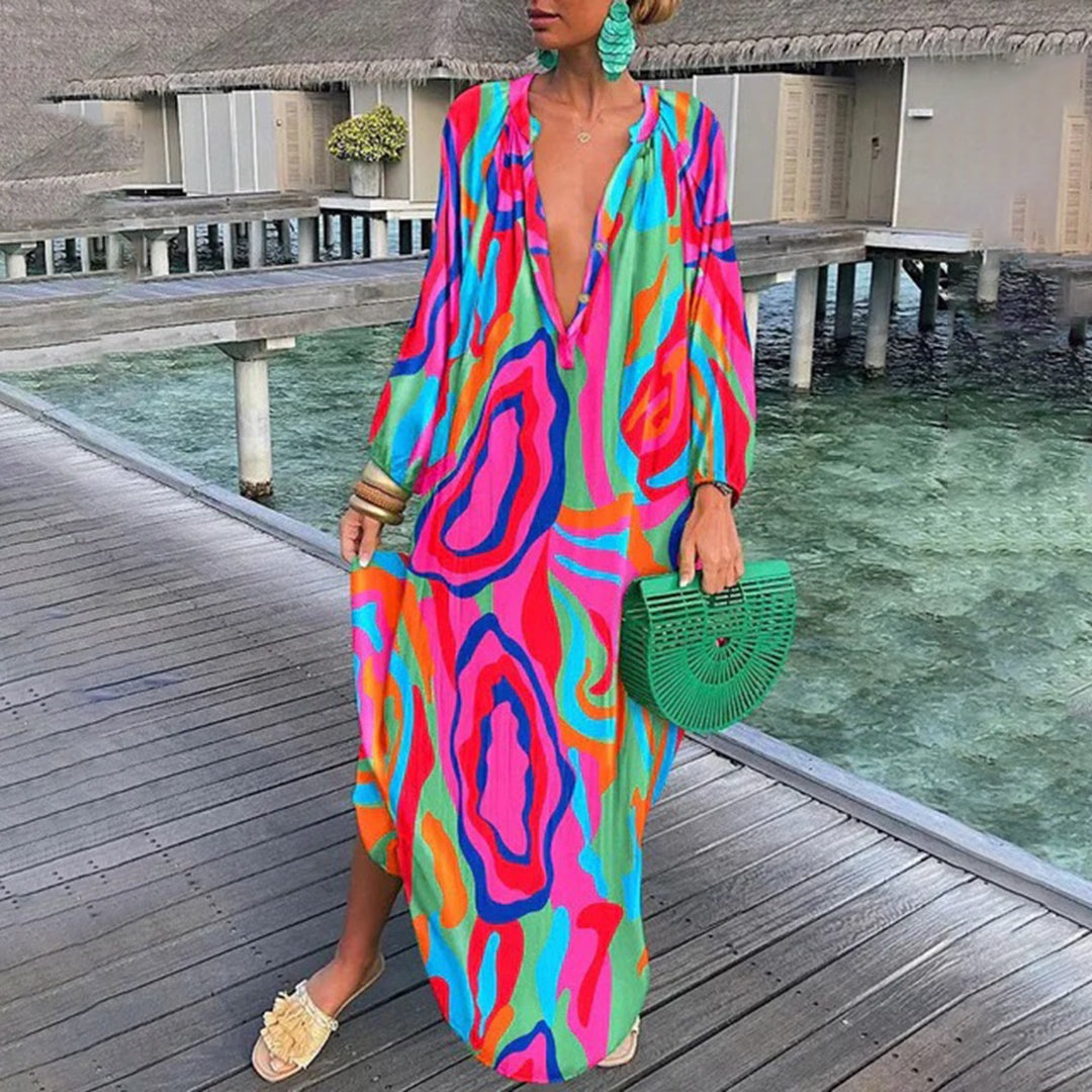 Variant image for Dames Lange Boho Jurk Lichtgewicht Ontwerp voor Zomer - Aliyah-24