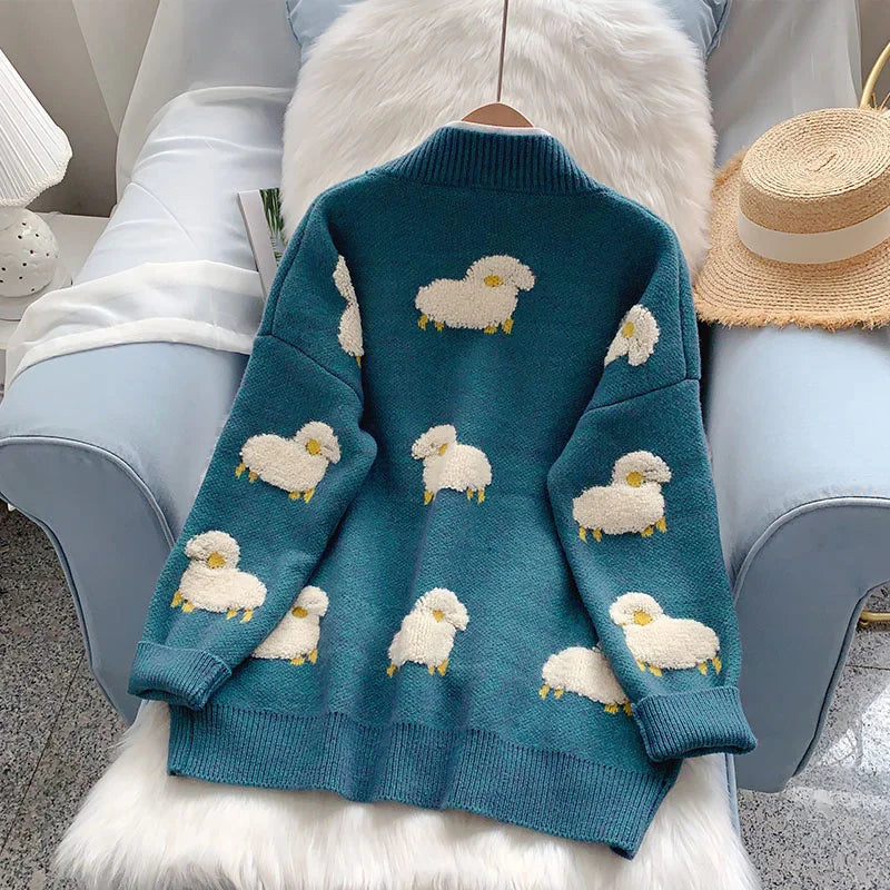 Nyla - Grof gebreid vest met schapenmotief